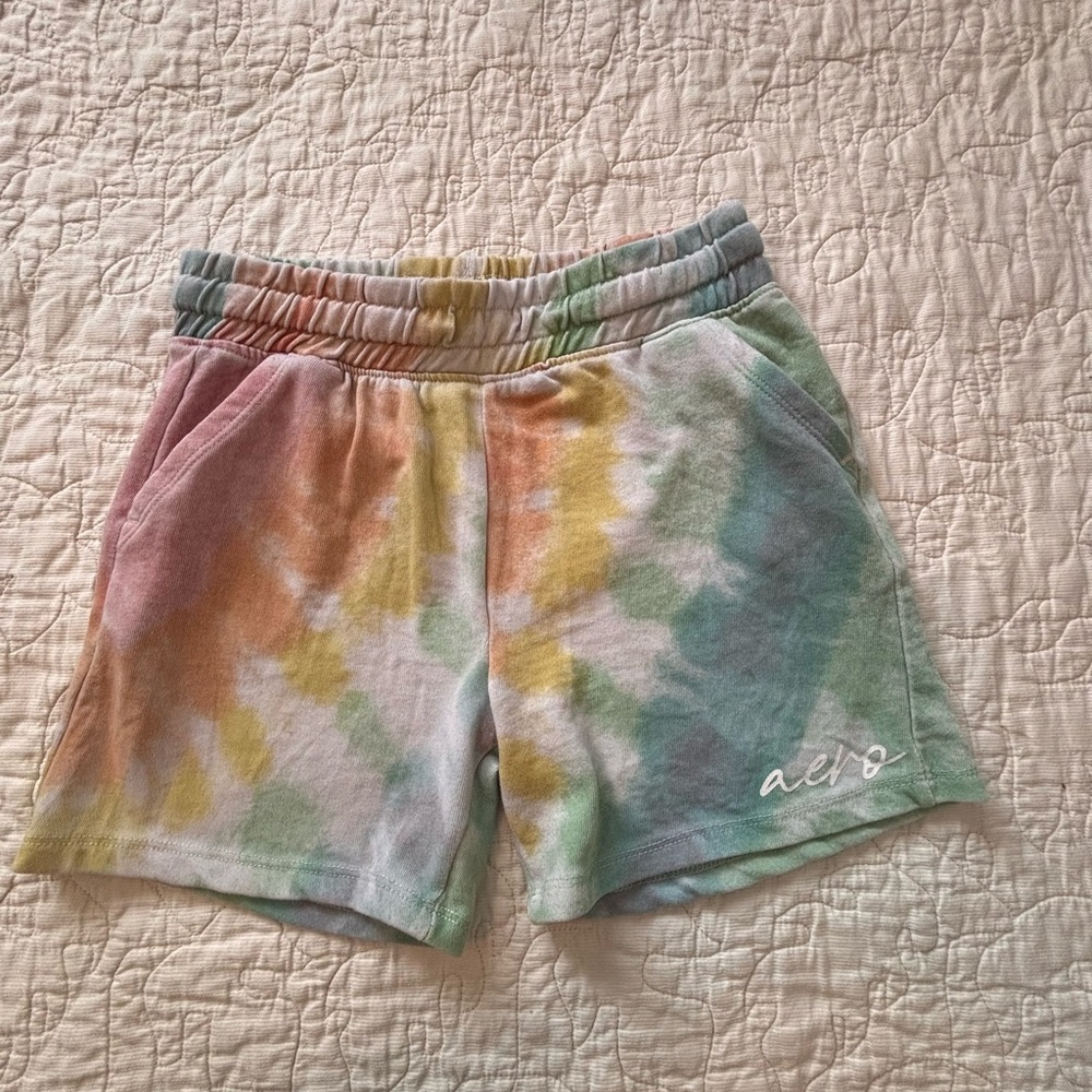 Aeropostale Kids Pastel Tie-Dye Lounge Shorts - Pink, Yellow, Green, Blue